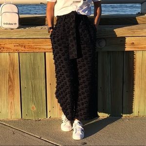 Textured wide leg pants